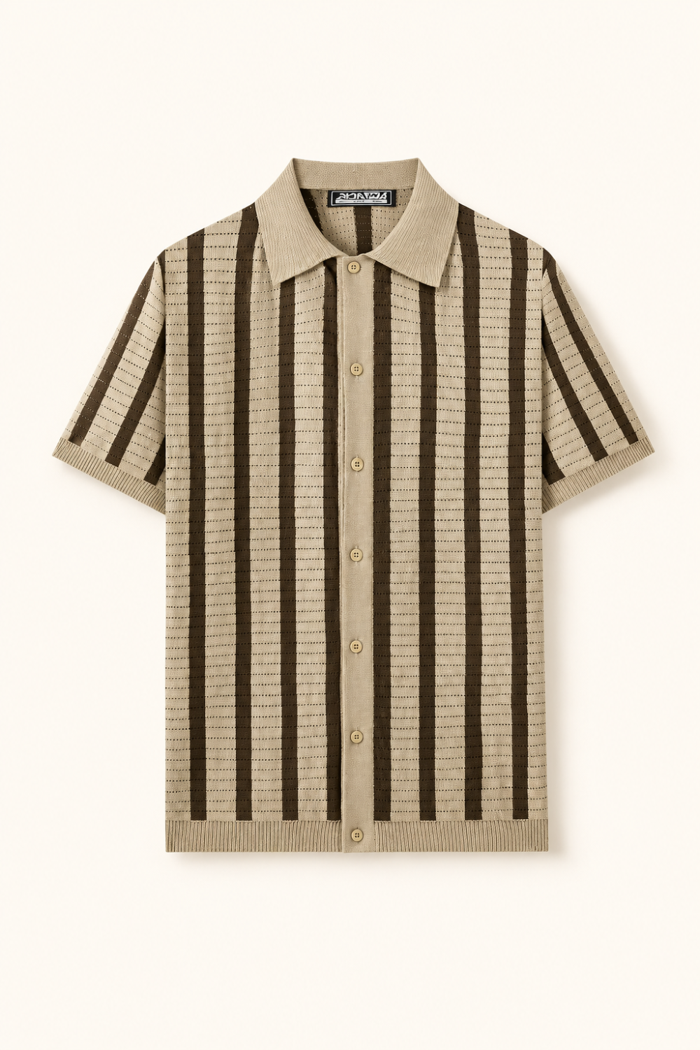 Paolo ストライプ ジャカード ニット リゾートシャツ