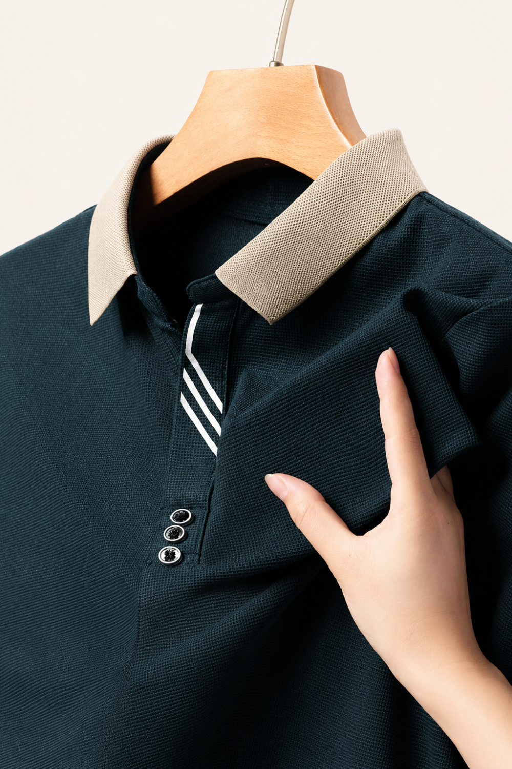 Velour アイスシルク ポロシャツ コントラストカラー ストライププラケット